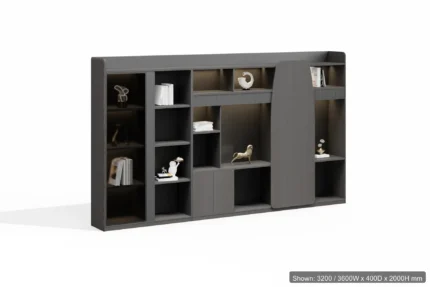 AURA BC-101 Book Cabinet — shown 3200 / 3600W x 400D x 2000H mm